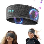Bandeau de sommeil musical avec casque, bandeau de voyage lastique doux filaire de bluetooth avec haut ...