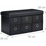 Banquette banc coffre de rangement avc tiroirs 76 cm noir
