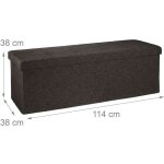 Helloshop26 - banquette banc pour coffre de rangement en lin avec couvercle marron 114 cm