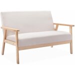 Sweeek - banquette canap� 2 places en bois et tissu. isak. l 114 x p 69. 5 x h 73cm polyester beige