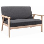 Sweeek - banquette canap� 2 places en bois et tissu. isak. l 114 x p 69. 5 x h 73cm polyester gris fonc� ...