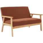 Sweeek - banquette canap� 2 places en bois et tissu velours c�tel�. isak. l 114 x p 69. 5 x h 73cm velours ...