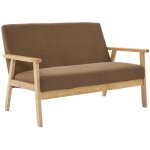 Sweeek - banquette canap� 2 places en bois et tissu velours c�tel�. isak. l 114 x p 69. 5 x h 73cm velours ...