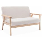 Sweeek - banquette canap� en bois et tissu bouclette. isak. l 114 x p 69. 5 x h 73cm