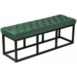 Banquette capitonné bout de lit en tissu velours vert support en métal noir 120 cm ban10111 Banquette capitonné bout de lit en tissu velours vert support en métal noir 120 cm ban10111