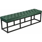 Banquette capitonn� bout de lit en tissu velours vert support en m�tal noir 150 cm ban10112