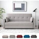 Banquette clic - clac 185 x 90 deux places en tissu avec coffre zalto - gris clair