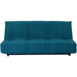 Banquette clic clac 3 places - bleu canard - 100% coton - l 193 x p 92 cm - lena