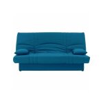 Sans marque - banquette clic clac 3 places - tissu bleu canard - style contemporain - l 190 x p92 cm ...