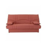 Sans marque - banquette clic clac 3 places - tissu terracotta - style contemporain - l 190 x p 92 cm ...