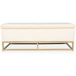 Banquette coffre angele velours beige pieds dor