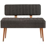 Banquette - coffre capitonn�e avec dossier l105cm molva bois clair et tissu anthracite