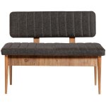 Banquette - coffre capitonn�e avec dossier l110cm scamnum bois clair et tissu anthracite