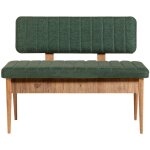 Banquette - coffre capitonn�e avec dossier l110cm scamnum bois clair et tissu vert for�t