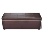 Banquette coffre capitonnée similicuir brun mandai 118cm Banquette coffre capitonnée similicuir brun mandai 118cm