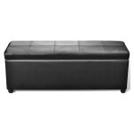 Banquette coffre capitonnée similicuir noir mandai 118cm Banquette coffre capitonnée similicuir noir mandai 118cm