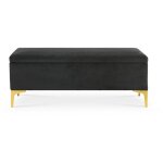 Banquette coffre chlo� velours noir pieds dor�