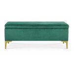 Banquette coffre chloé velours vert pieds doré Banquette coffre chloé velours vert pieds doré