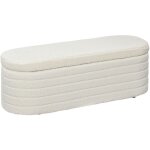 Homcom - banquette coffre de rangement 2 en 1 - bout de lit - effet laine boucl� cr�me