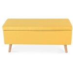 Banquette coffre de style scandinave eline tissu jaune