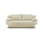Sans marque - banquette convertible 3 places - coffre de rangement - tissu velours c�tel� beige - l 190 ...