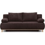 Banquette convertible 3 places mika - velours c�tel� marron fonc� - coffre de rangement - l 192 x h 84 ...