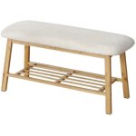 Banquette entrée ou bout de lit assise rembourrée façon fourrure blanche Banquette entrée ou bout de lit assise rembourrée façon fourrure blanche