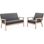 Alice's garden - banquette et fauteuil 3 places en bois et tissu. isak. l 114 x p 69. 5 x h 73cm polyester ...