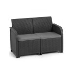 Allibert - banquette de jardin by keter - sanremo - en r�sine imitation rotin tress� - gris graphite