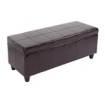 Hhg - banquette kriens, coffre, banc, cuir + similicuir, 112x45x45cm, marron Hhg - banquette kriens, coffre, banc, cuir + similicuir, 112x45x45cm, marron