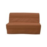 Sans marque - banquette - lit bz 2 places joe - tissu terracotta - fabrication fran�aise