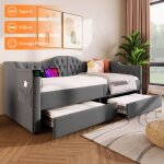 Banquette - lit rembourr�e, canap� - lit, lits rangements, cadre de lit avec fonction de chargement usb ...