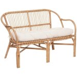 Banquette 2 places en rotin et coton blanc l 110 x h 77 cm - atmosphera