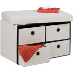 Banquette de rangement, pliable, 4 tiroirs, couloir, salon et chambre, h x l x p : 39 x 60 x 38 cm, crme ...