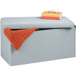 Banquette de rangement, revtement velours, 80 l, entre, salon, coffre  assise matelasse, 38x77x39 ...
