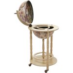 Hhg - bar de salon 522, minibar, tagre de vin, globe terrestre  33cm, roulant, bois d'eucalyptus, ...