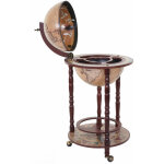 Jamais utilis�] bar de salon hhg 522, minibar, �tag�re de vin, globe terrestre � 33cm, roulant, bois ...