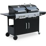 Alice's garden - barbecue 2 en 1 gaz et charbon - marsac noir - 3 brleurs + 1 feu latral. grilles en ...