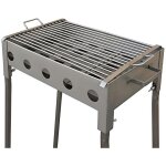 Barbecue charbon en acier inoxydable gris ? rectangulaire 33 x 33 x 60 cm ? r�sistance sup�rieure pour ...