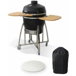 Barbecue charbon en c�ramique. kamado � 57cm. avec chariot. garde au chaud. r�cup�rateur de cendre et ...