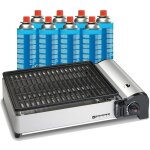 Kemper - barbecue  gaz 1900w grille anti adhesive + 8 cartouches gaz