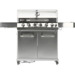 Barbecue � gaz 20, 5 kw, 6 + 1 br�leurs, acier inoxydable 144 x 57 x 112 cm, hublot