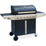 Barbecue au gaz - bazin 6 gris anthracite - cuisine ext�rieure 6 br�leurs dont 1 feu lat�ral avec tablettes ...