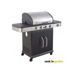 Cook'in garden - barbecue a gaz fidgi 4 - 4 brleurs + side - noir
