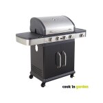 Cook'in garden - barbecue a gaz fidgi 4 - 4 brleurs + side - noir