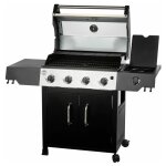 Roster - barbecue gaz 5 brleurs dont 1 latral avec plancha et grille de cuisson combines