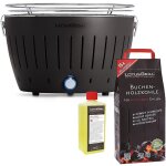 Barbecue noir avec piles et c�ble d'alimentation usb + 2, 5kg de charbon de bois de h�tre + gel combustible ...