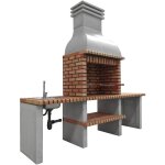 Movelar - barbecue prfabriqu  bois et charbon de bois en bton rfractaire modle altea (gris, orange ...