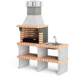 Movelar - barbecue prfabriqu  bois et charbon en bton rfractaire modle liz plus xl avec vier et ...