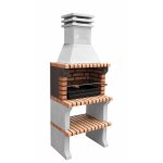 Movelar - barbecue prfabriqu  bois et charbon de bois en bton rfractaire modle liz xl (gris, orange ...